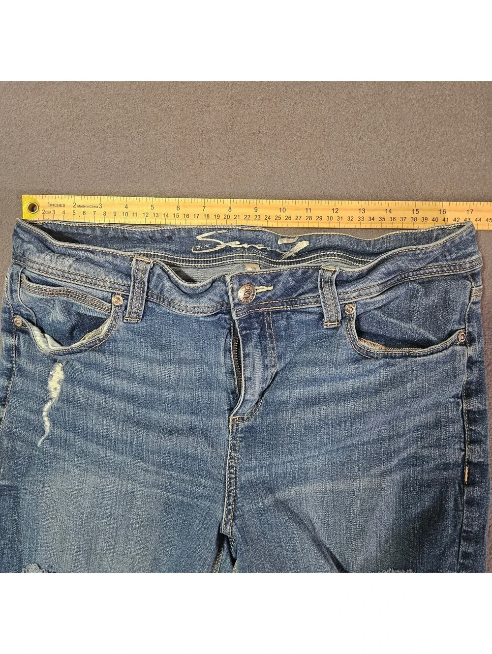Silver Women's Size 16 Blue Distressed Denim Shorts Casual Summer Wear Long